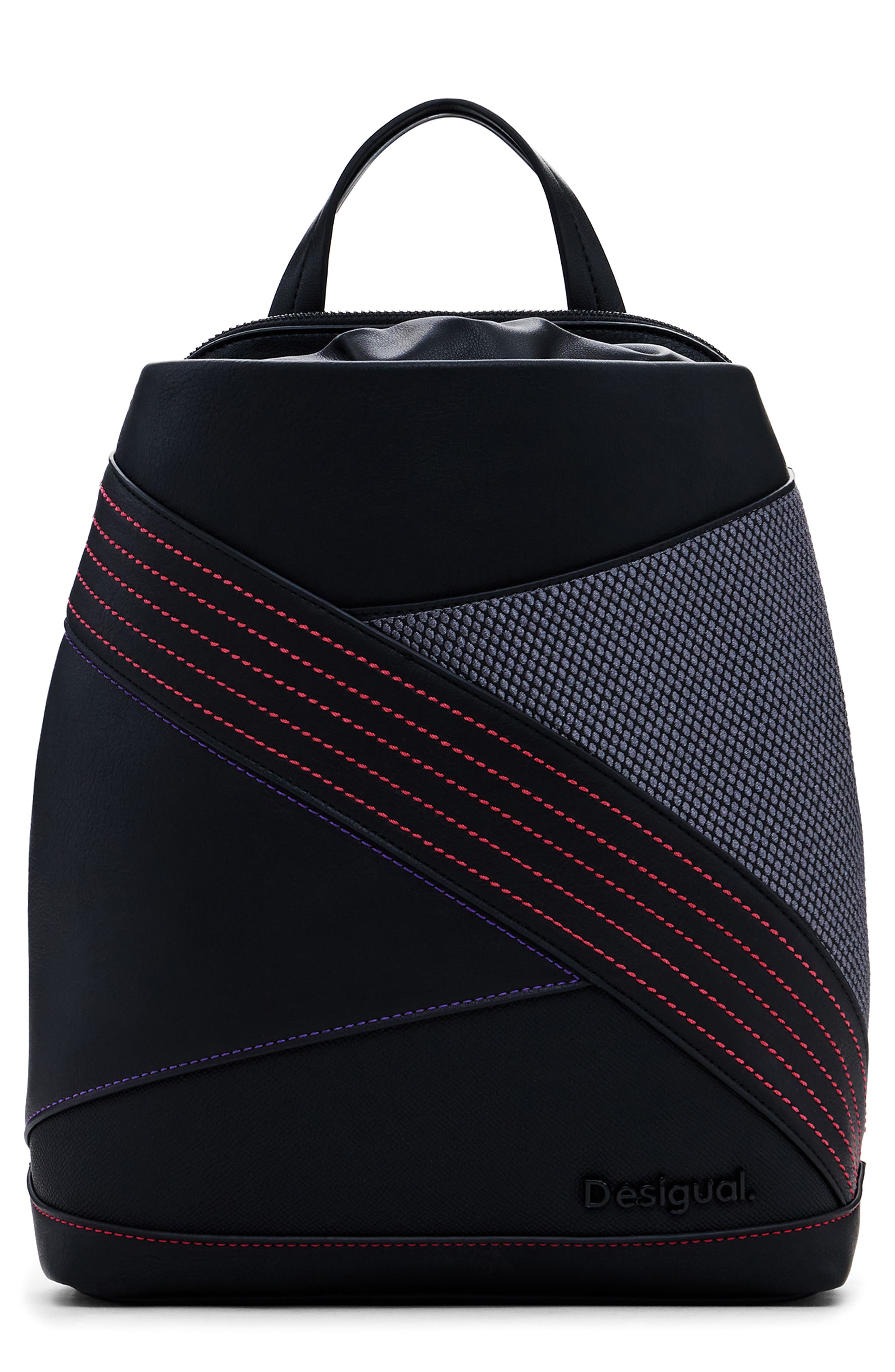 Desigual Faux Leather Backpack, Main, color, Black Multi