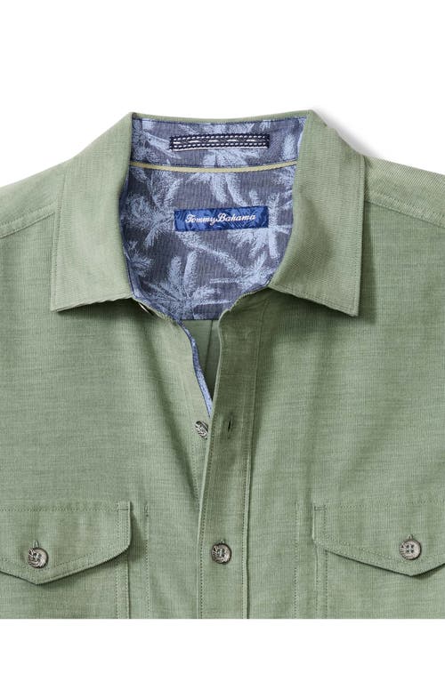 Tommy Bahama Coastline Cord Heather Bay Cotton Corduroy Button-up Shirt In Green
