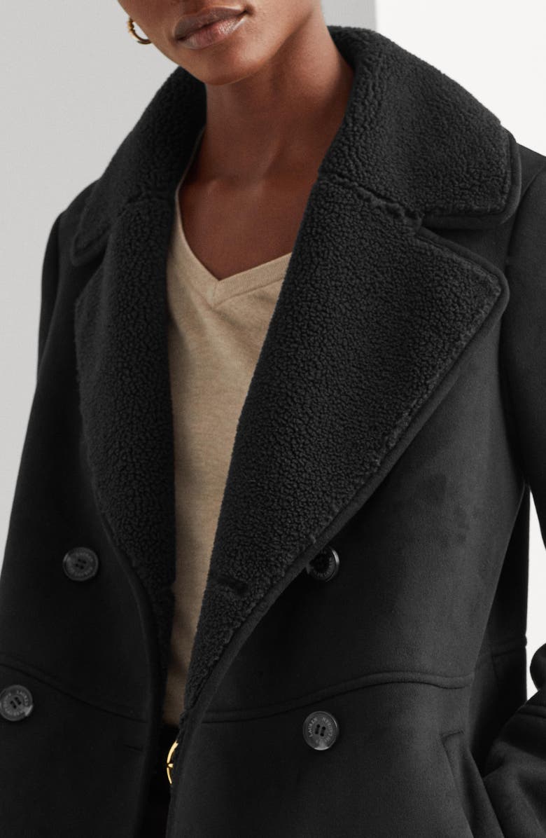 Lauren Ralph Lauren Double Breasted Faux Shearling Coat, Alternate, color,