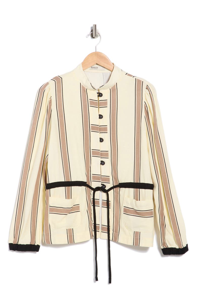 DRESS TO Stripe Drawstring Waist Jacket, Alternate, color, Beige Parque Stripes