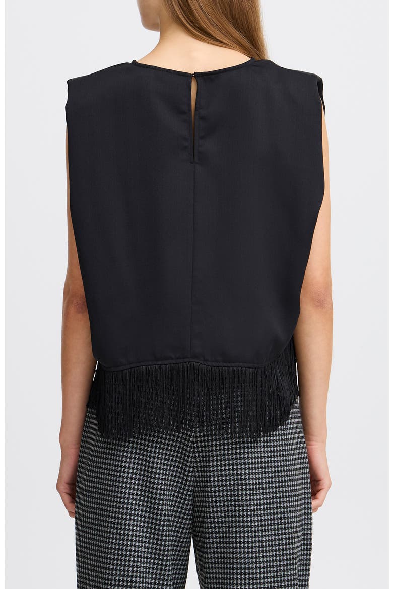 Fringe Detail Sleeveless Top, Alternate, color, BLACK