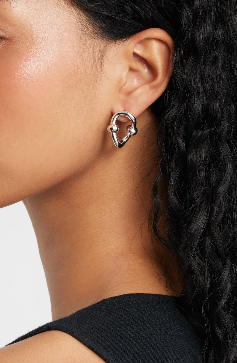 Open Edit Bead Accent Open Earrings, Alternate, color, Silver