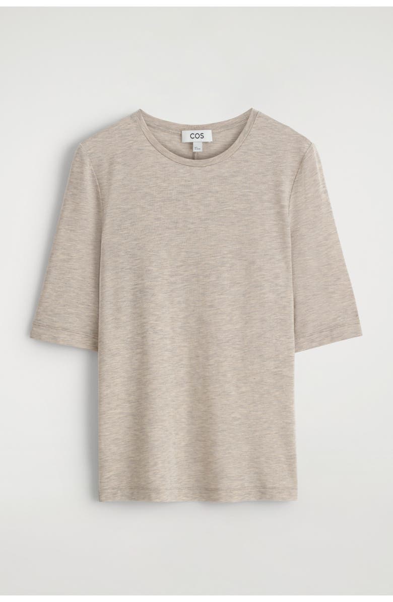 COS Slim Lightweight T-Shirt, Alternate, color, Light-Beige Melange