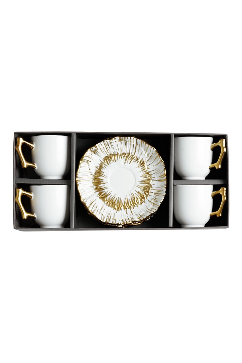 Anemone Demitasse Set, Main, color, WHITE/ GOLD