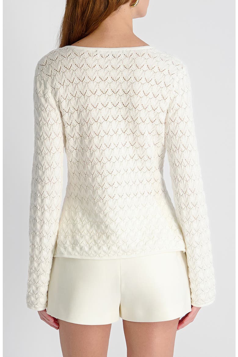 Mozart Heartleaf Pointelle Cotton Cardigan, Alternate, color, SUMMER WHITE