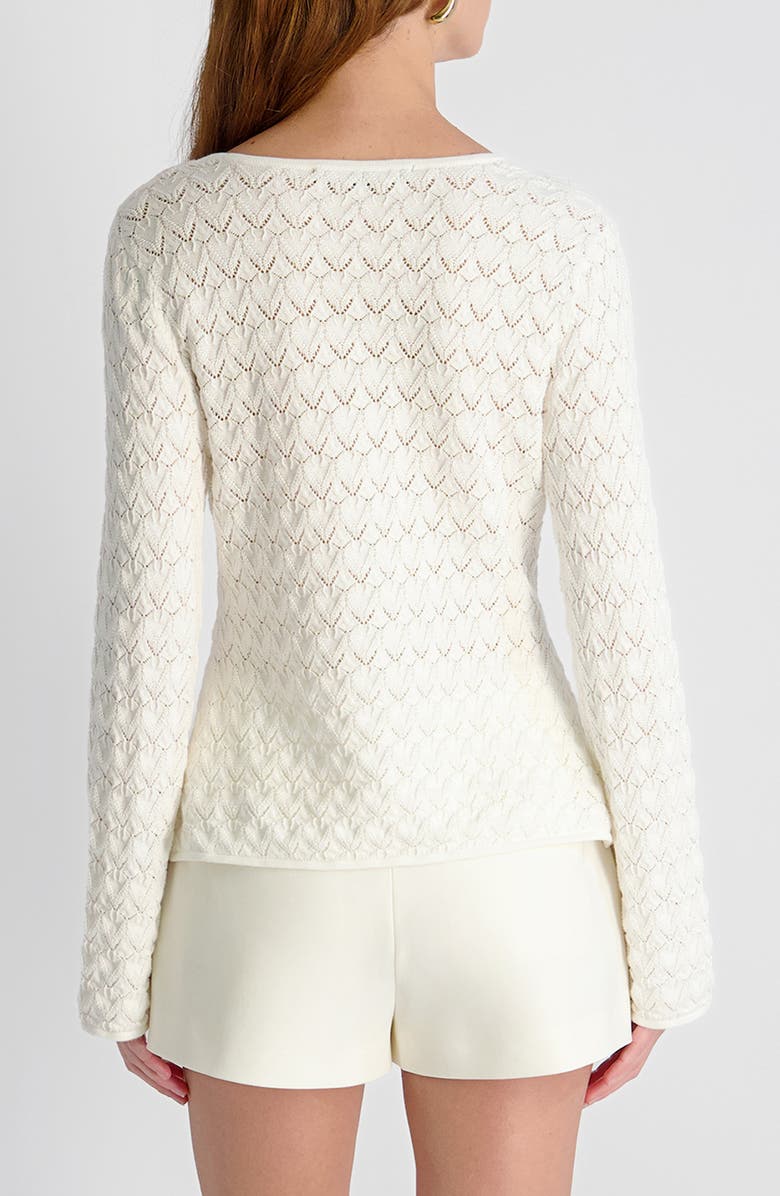 French Connection Mozart Heartleaf Pointelle Cotton Cardigan, Alternate, color, Summer White