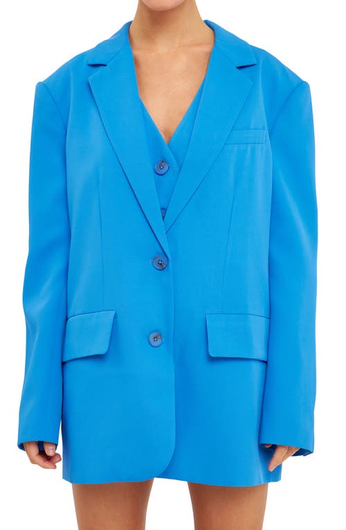 Endless Rose Buttery Oversize Blazer In Ocean Blue