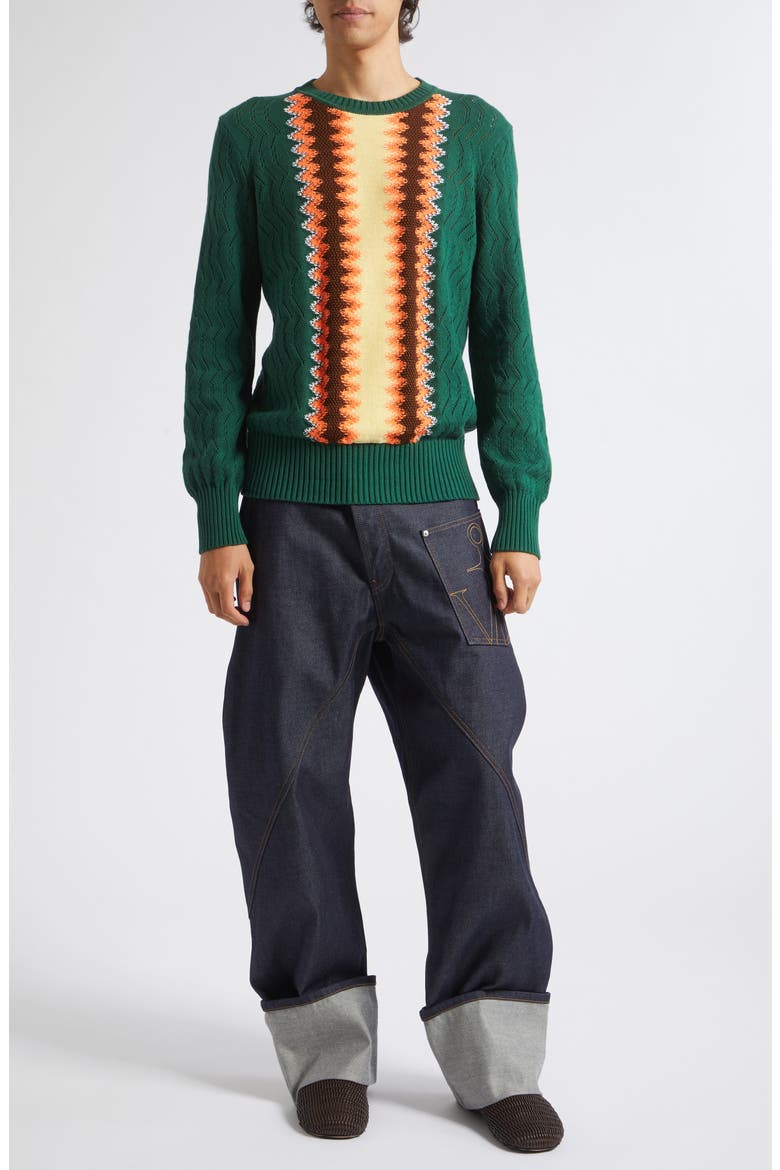 Chevron Stitch Sweater, Alternate, color, PINE