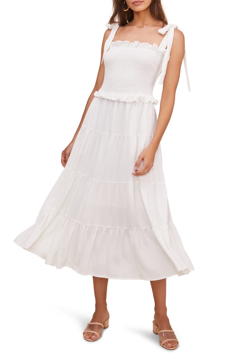 ASTR the Label Promenade Smocked Bodice Midi Dress, Main, color,