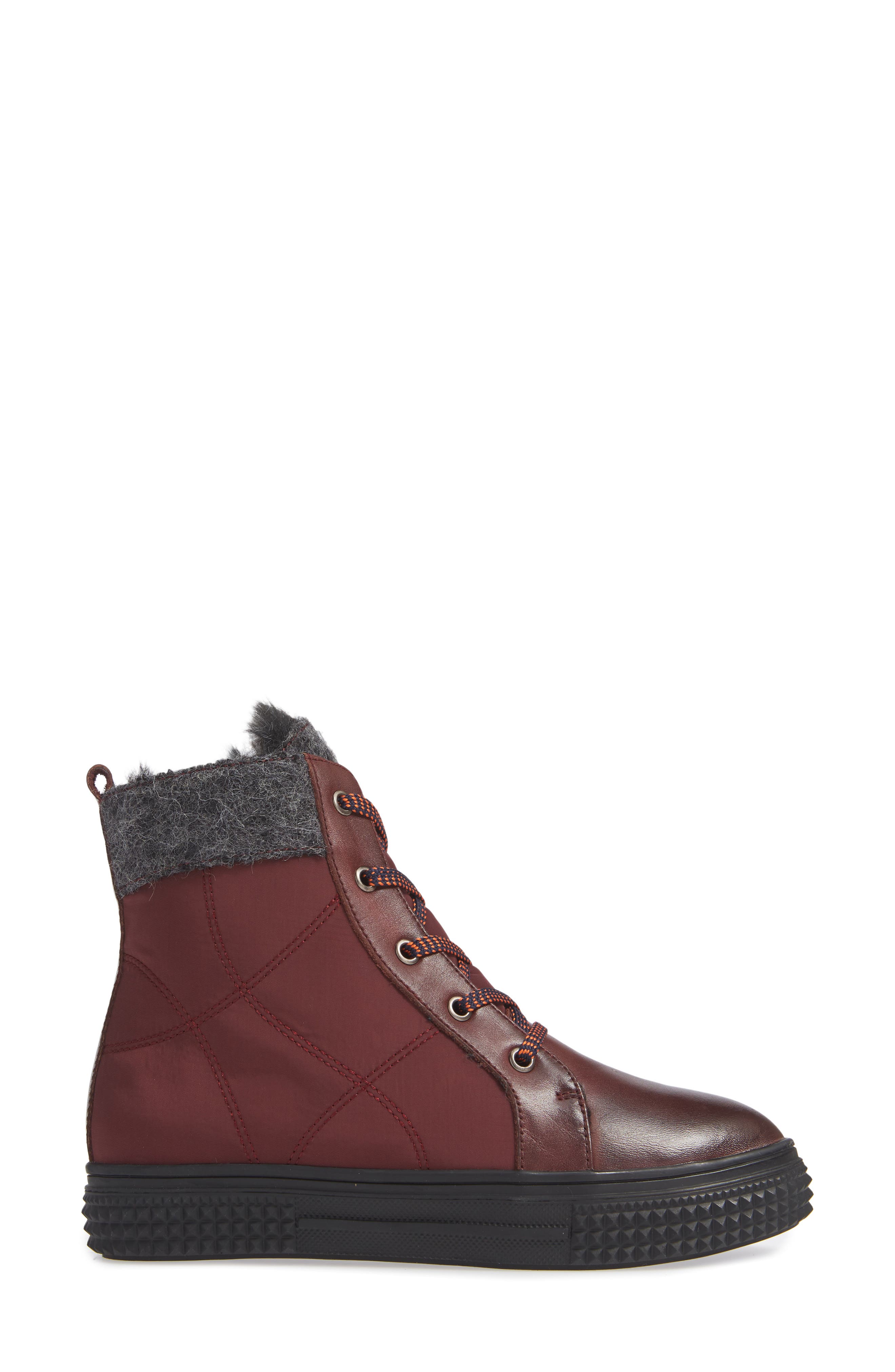 Ithaca Waterproof Sneaker Bootie, Alternate, color, BURGUNDY LEATHER