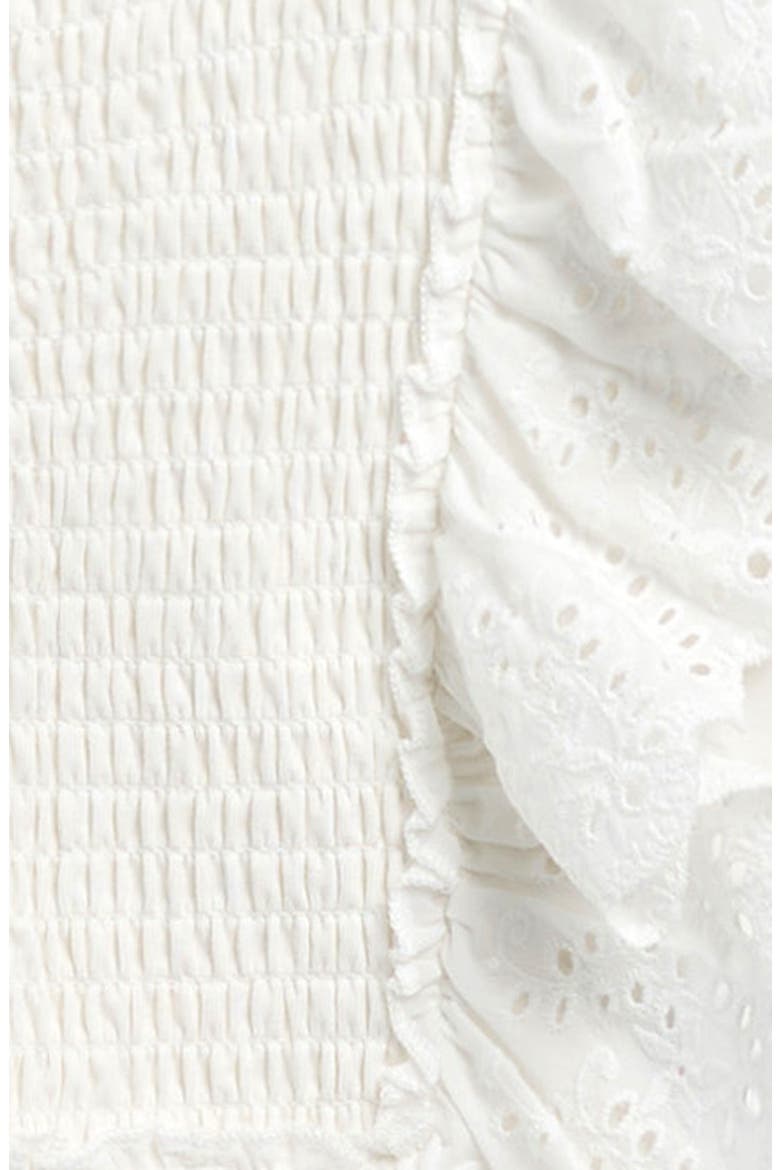 Kids' Eyelet Ruffle Smocked Top, Alternate, color, WHITE