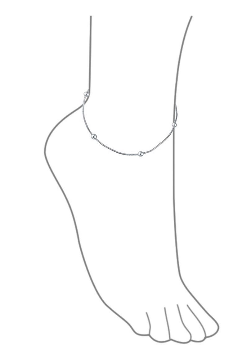 Sterling Silver Station Bead Anklet, Alternate, color, SILVER