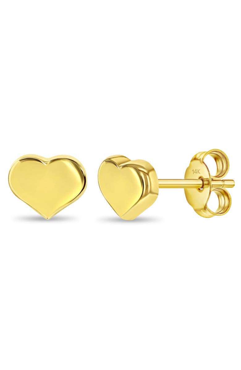 In Season Jewelry 14k TIny Puffed Heart Earrings, Main, color, Gold