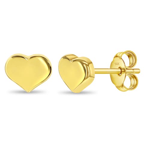 14k TIny Puffed Heart Earrings