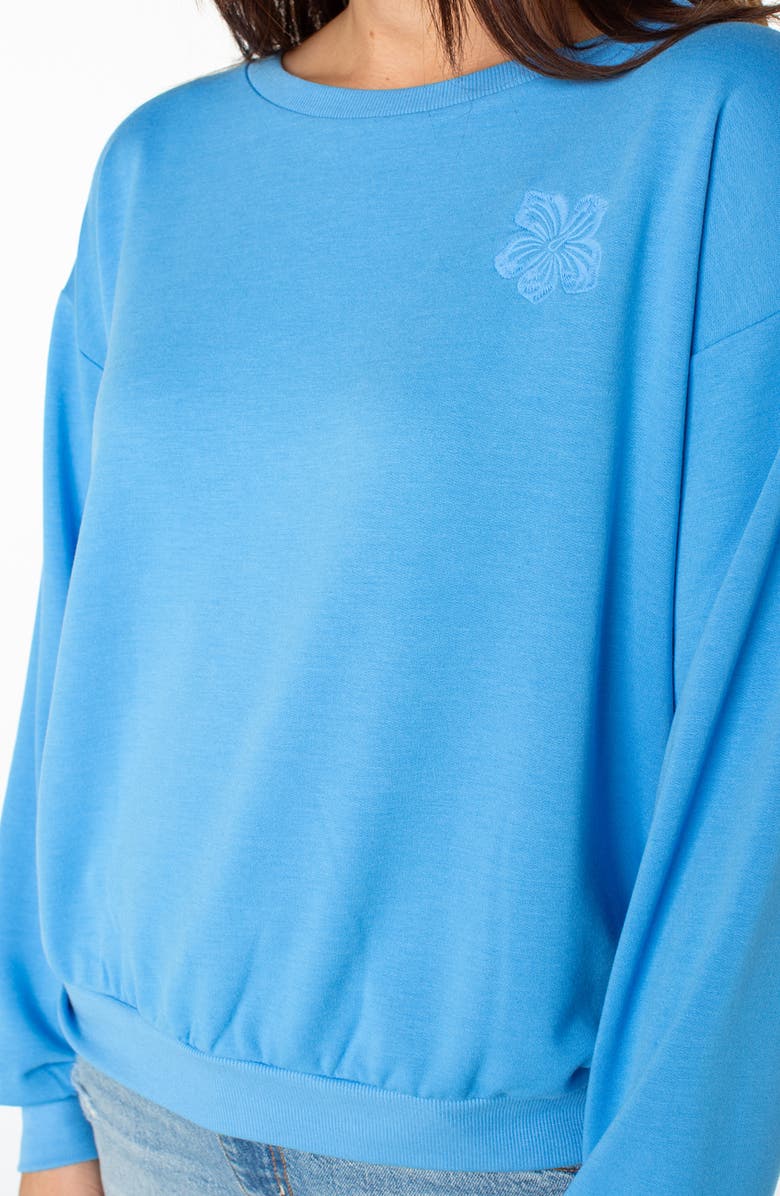 Roxy Surfing by Moonlight Embroidered Graphic Sweatshirt, Alternate, color, Azure Blue