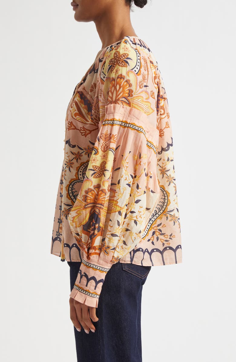 FARM Rio Jaipur Floral Print Poet Blouse, Alternate, color,