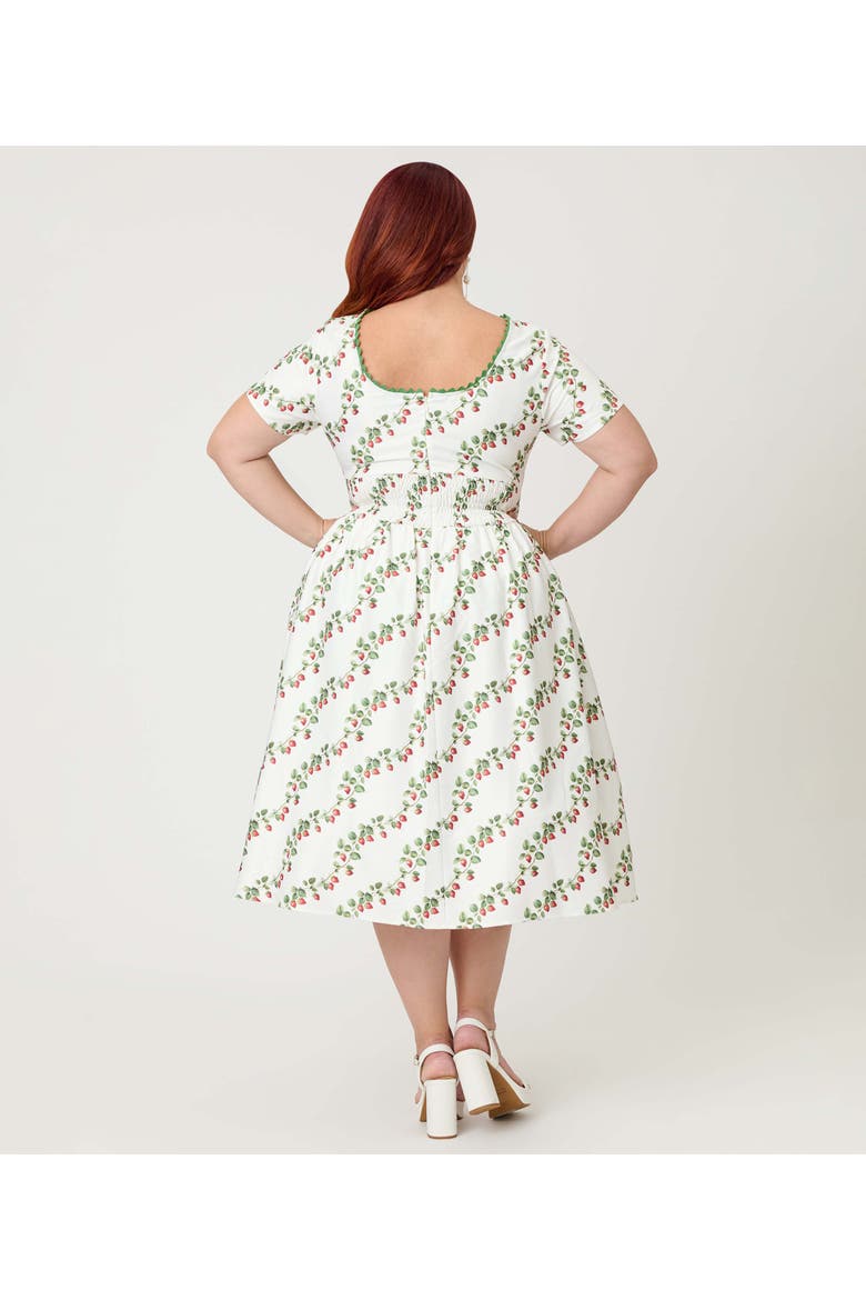Plus Size Smocked Back Swing Dress, Alternate, color, White W/ Strawberry Print