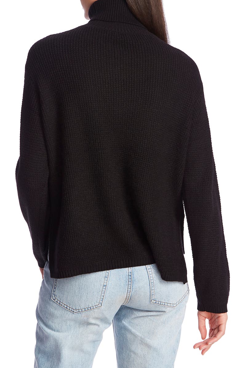 1.STATE Side Button Waffle Weave Turtleneck Sweater, Alternate, color, 