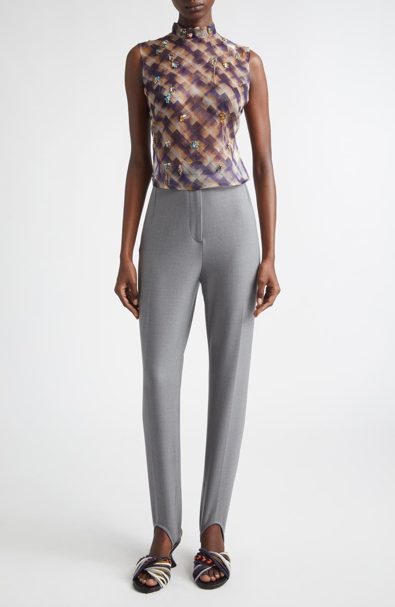 Dries Van Noten Carmasa Crystal Embellished Silk Top, Alternate, color, Purple