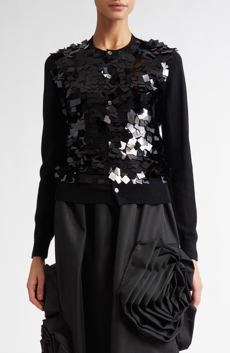 Comme des Garçons Comme des Garçons Paillette Wool Cardigan, Main, color,