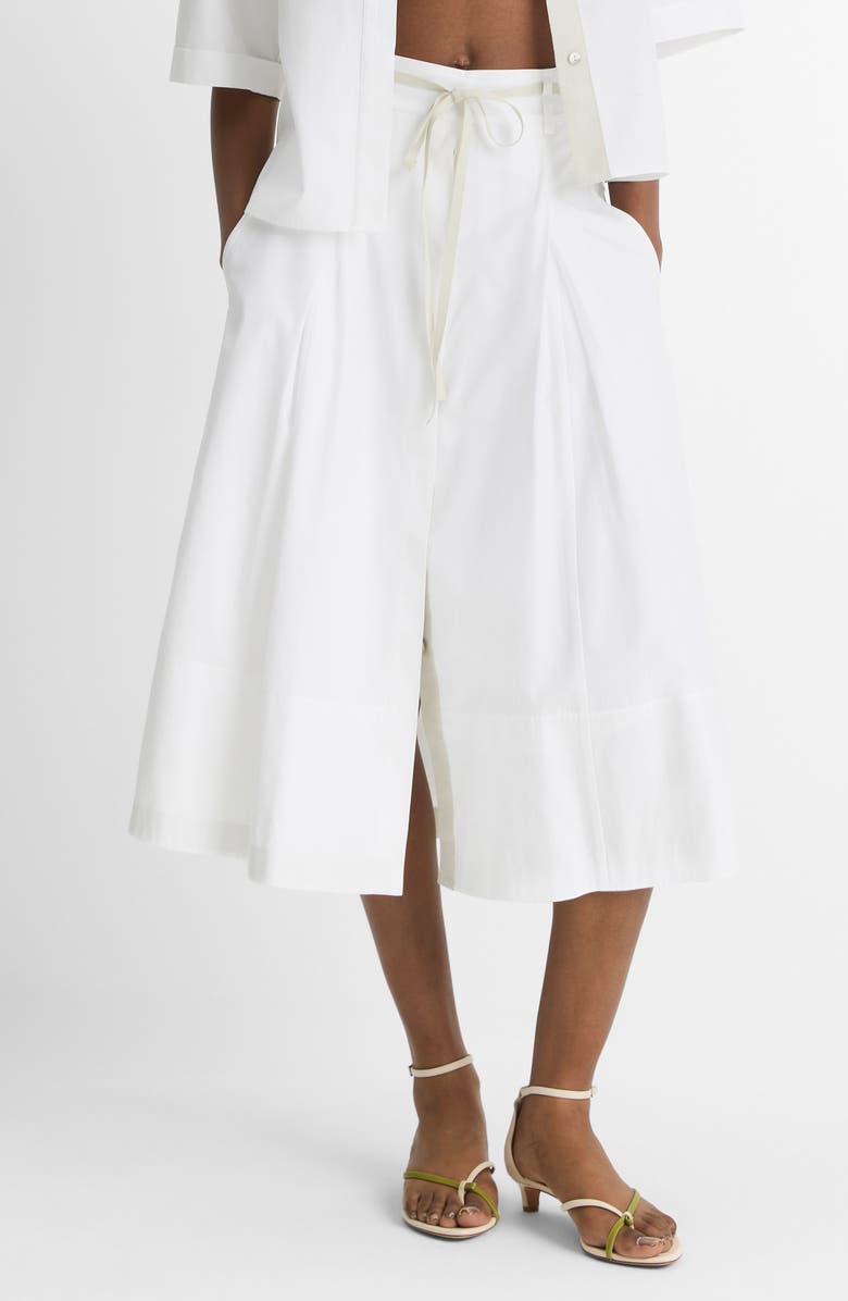 Vince Full Cotton Midi Skirt, Main, color, Optic White