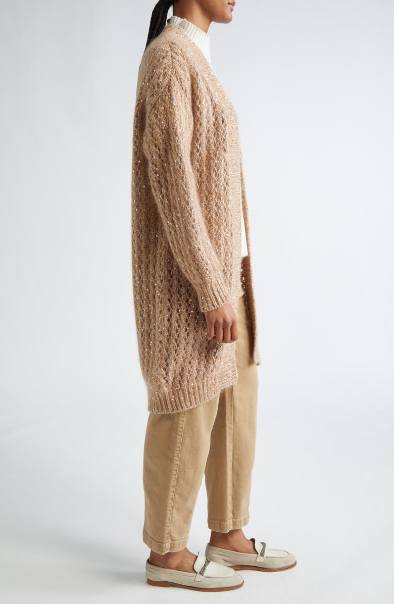 Eleventy Sequin Open Front Longline Cardigan, Alternate, color, 