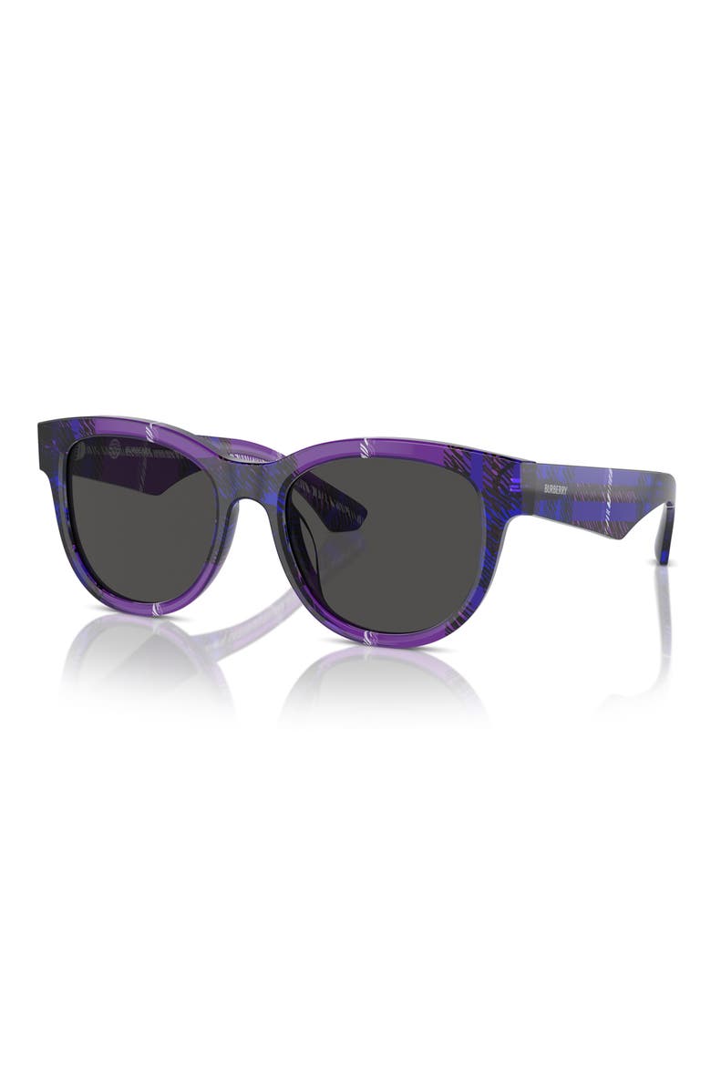 54mm Round Sunglasses, Alternate, color, GRAPE PLAID