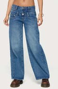 EDIKTED Abel Layered Waist Low Rise Wide Leg Jeans