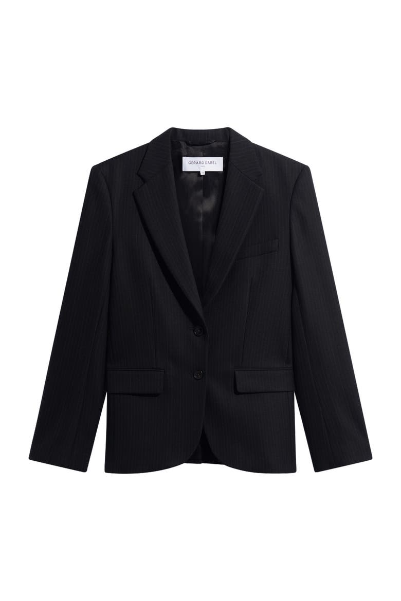 Justi Pinstripe Suit Blazer, Alternate, color, Black