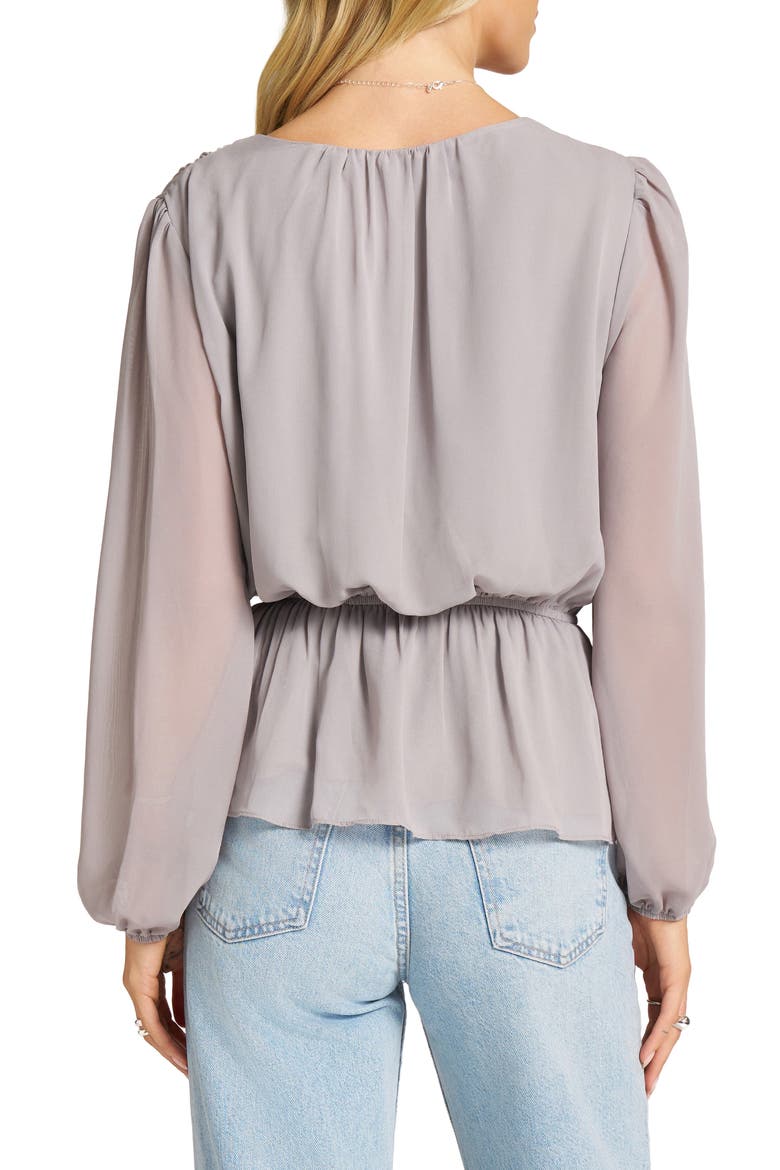 Long Sleeved Peplum Top, Alternate, color, GREY