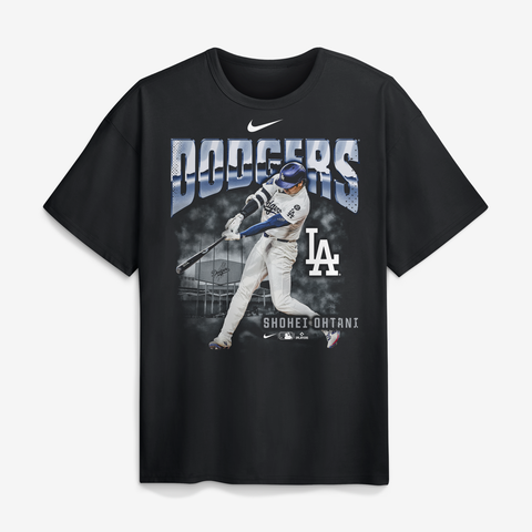 Men's Nike Shohei Ohtani Black Los Angeles Dodgers Enlarged Player Graphic Max90 Heavyweight T-Shirt