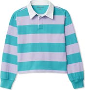 Lands' End Girls Long Sleeve Stripe Rugby Shirt