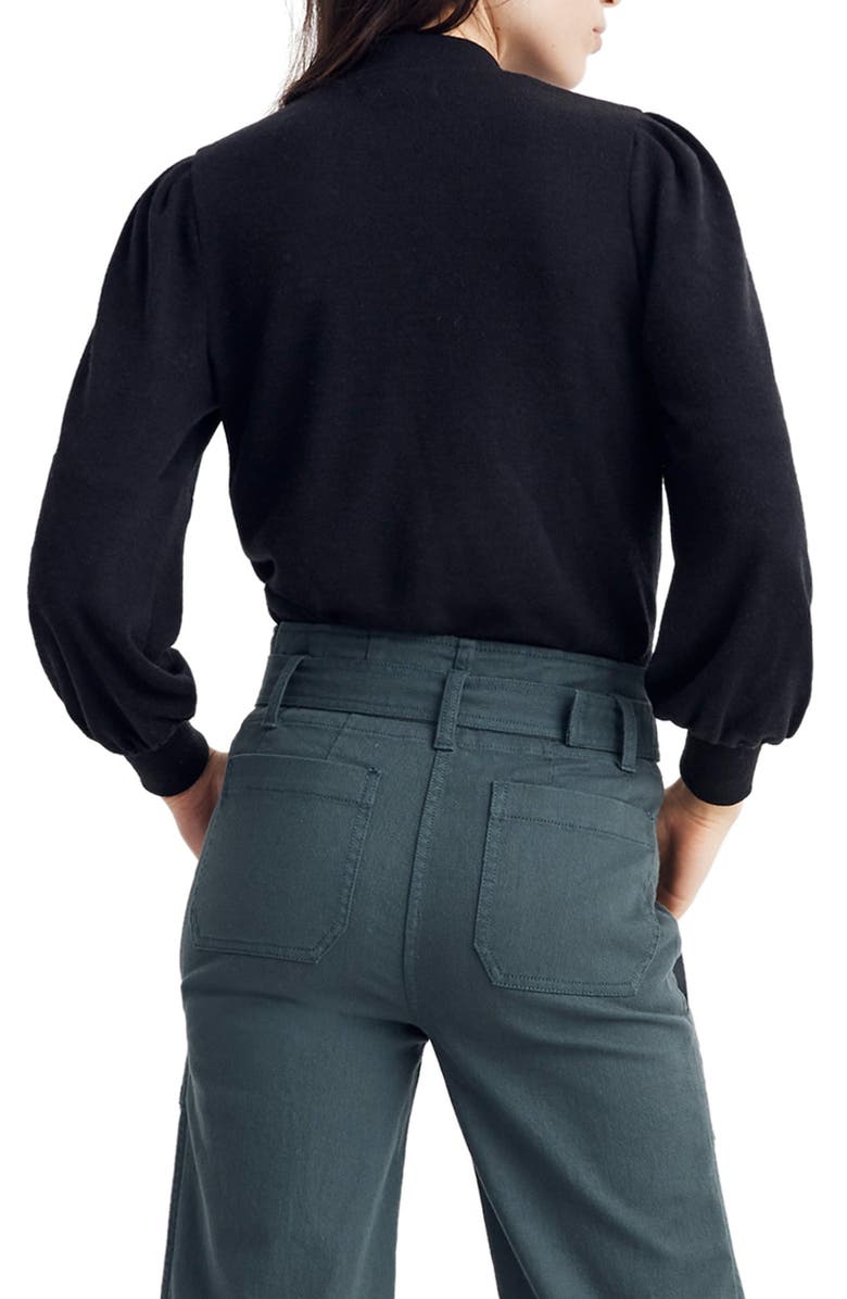 Madewell Puff Sleeve Mock Neck Top, Alternate, color, 