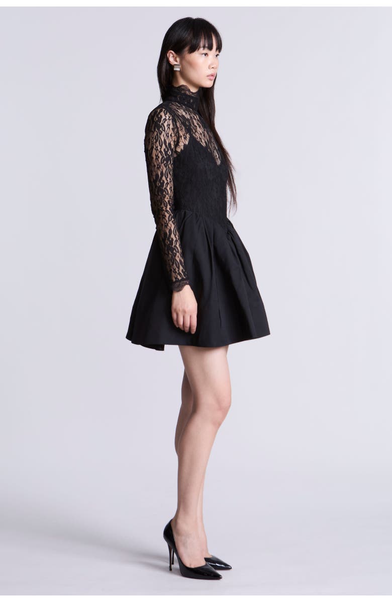 BCBGMAXAZRIA Stretch Lace Bubble Dress, Alternate, color, Black