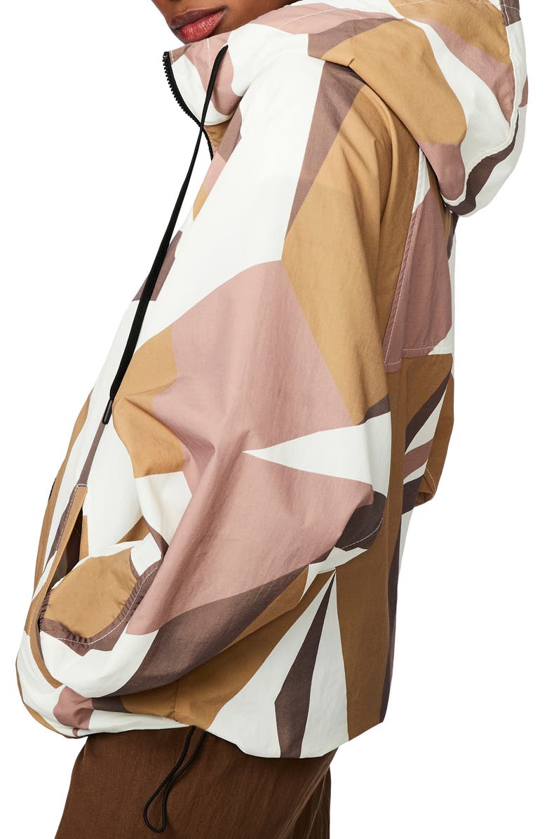 Bernardo Abstract Safari Print Recycled Nylon Hooded Jacket, Alternate, color,