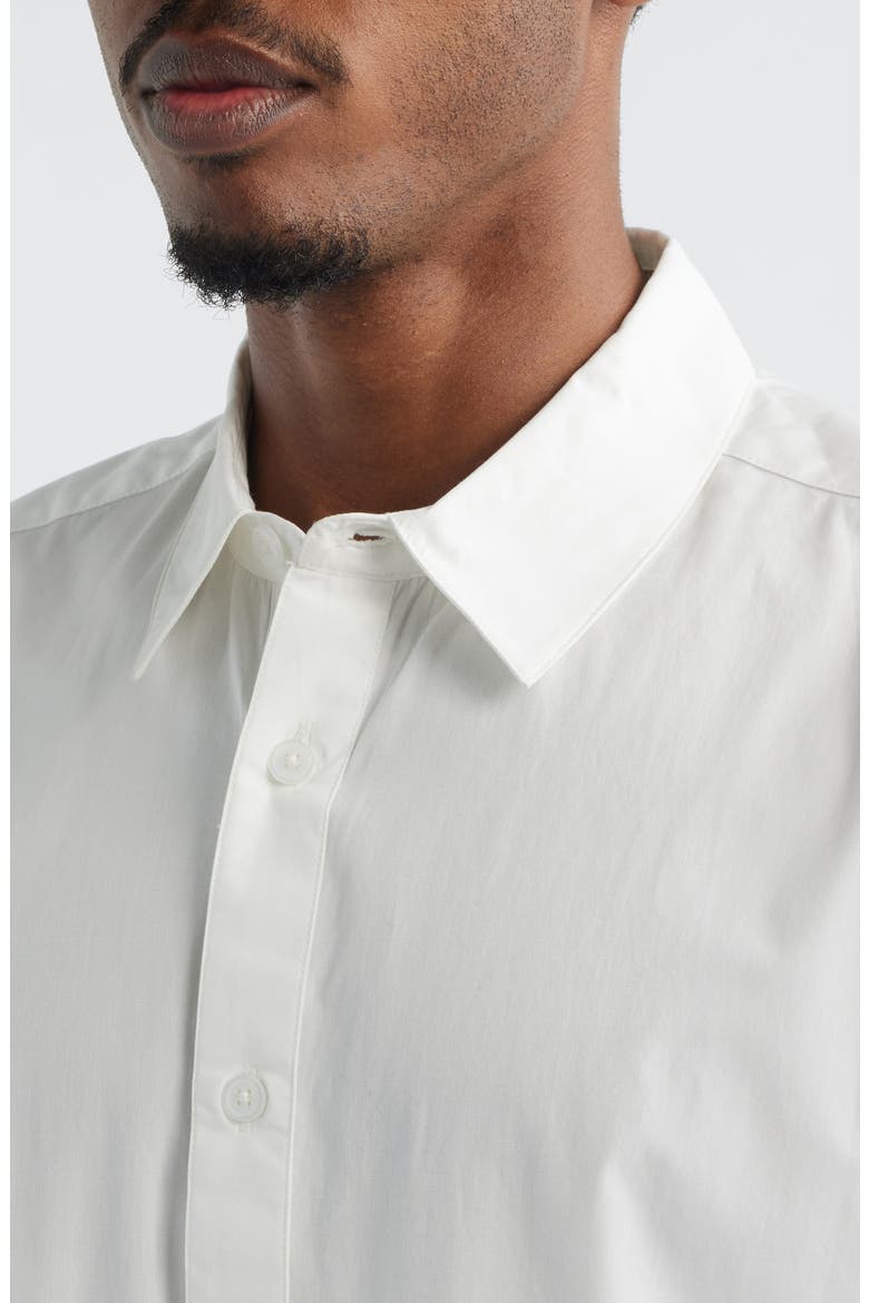 Crop Short Sleeve Cotton Poplin Button-Up Shirt, Alternate, color, WHITE