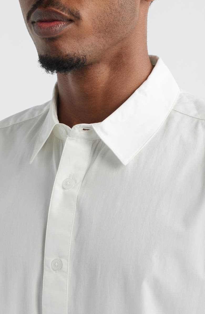 Topman Crop Short Sleeve Cotton Poplin Button-Up Shirt, Alternate, color, White