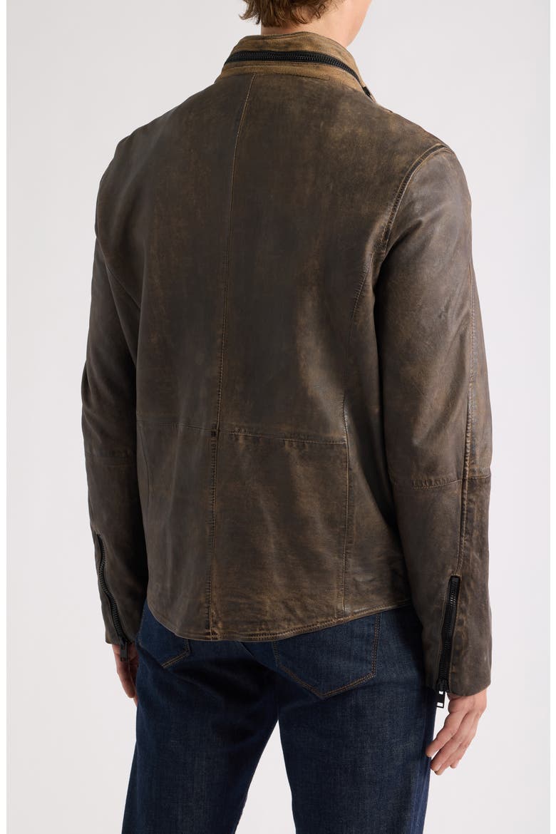 Cove Leather Jacket, Alternate, color, ELEPHANT