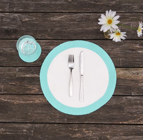 C & F Home C&f Home Rim Braided Round Placemats Sets Of 6 Collection In Blue