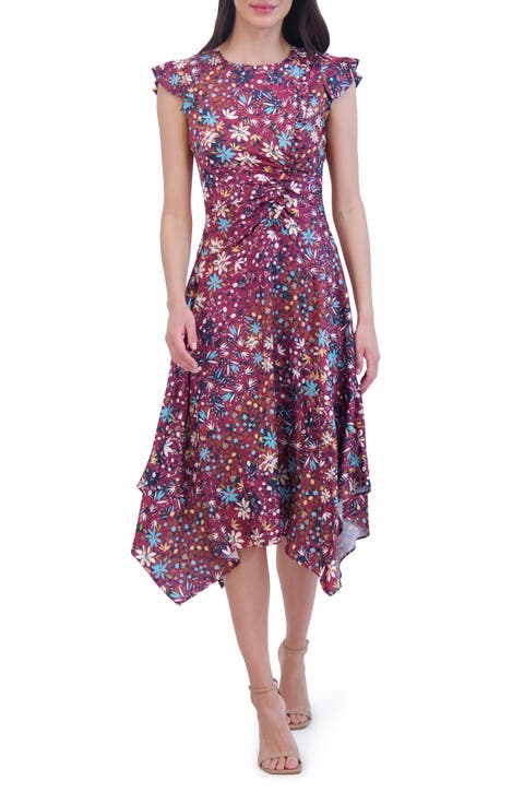 Floral Satin High-Low Dress