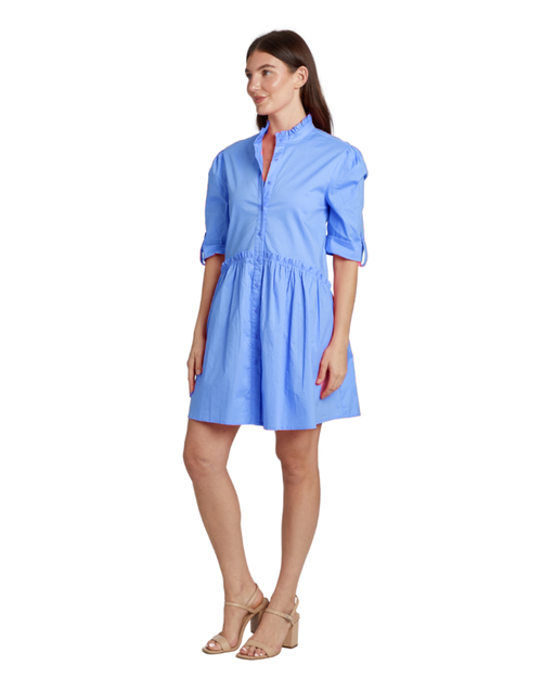 Taylor Tillman Cammie Ruffle Shirt Dress In Blue