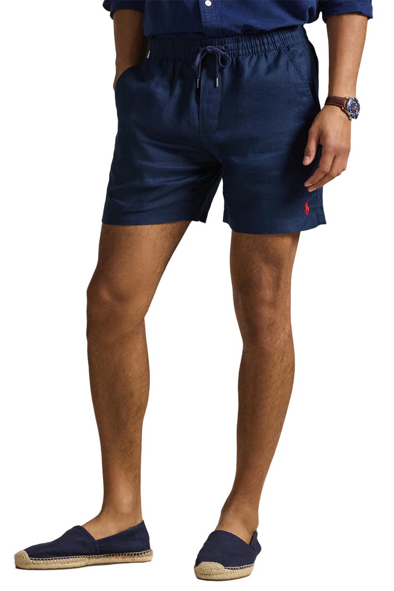 Prepster Linen 6-Inch Shorts, Main, color, NEWPORT NAVY