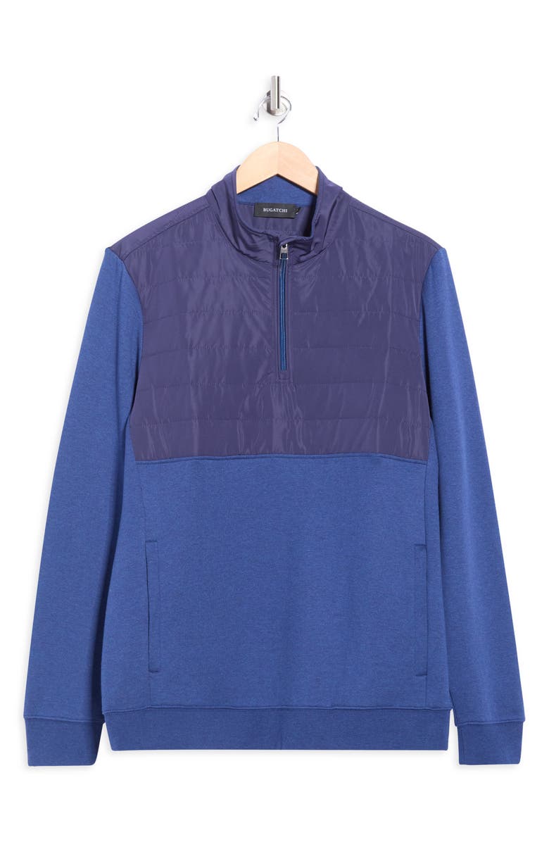 Bugatchi Quarter Zip Pullover, Alternate, color, Night Blue
