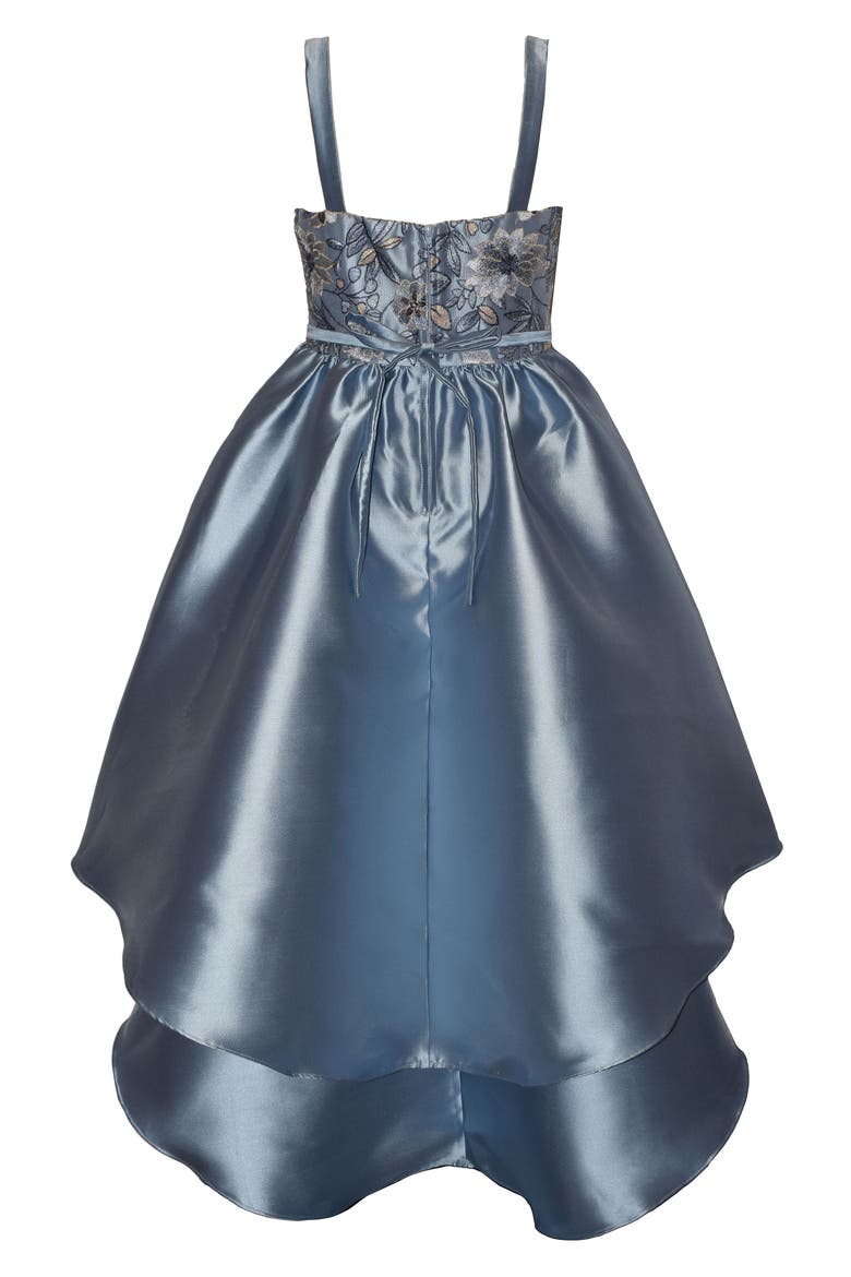 Kids' Embroidered High Low Dress, Alternate, color, BLUE