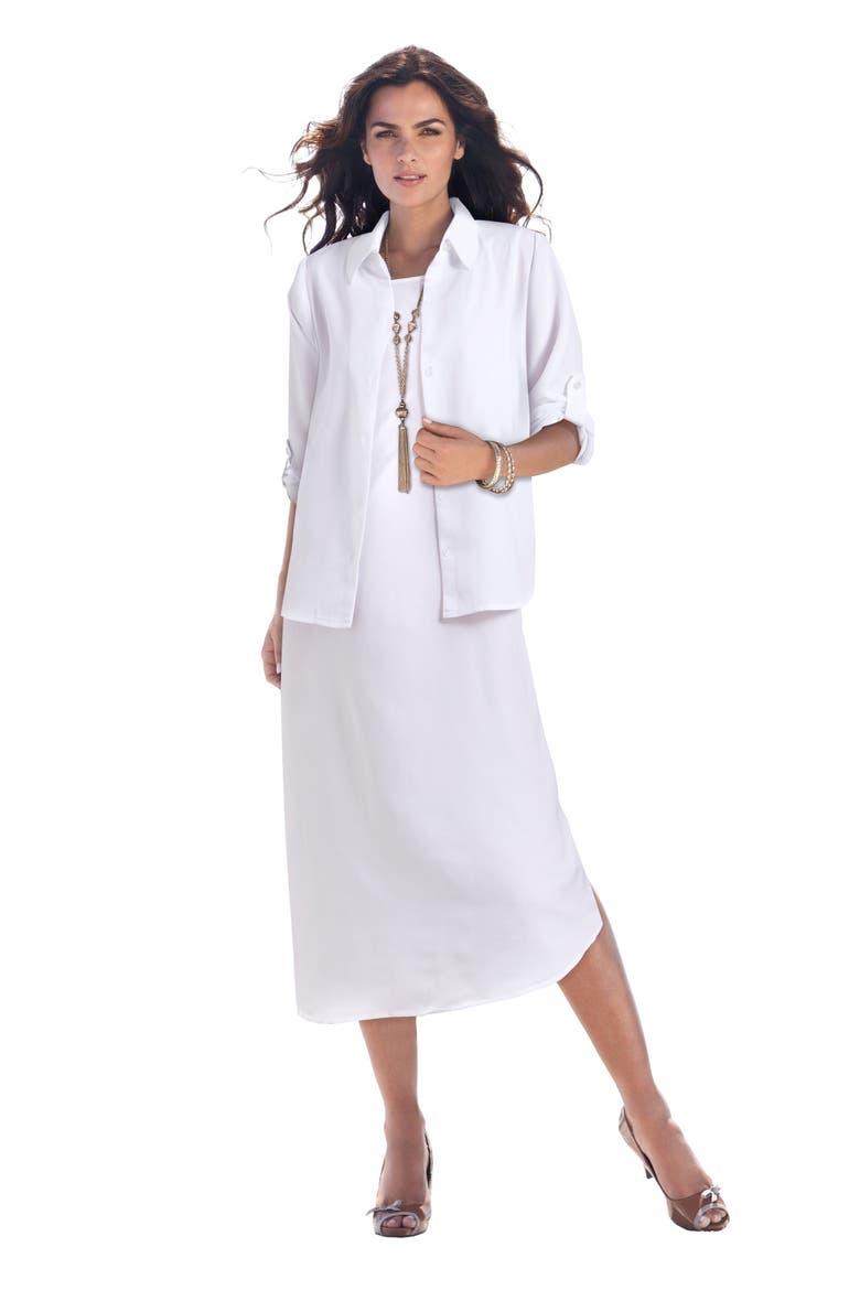 Roll Tab Jacket Dress, Main, color, WHITE