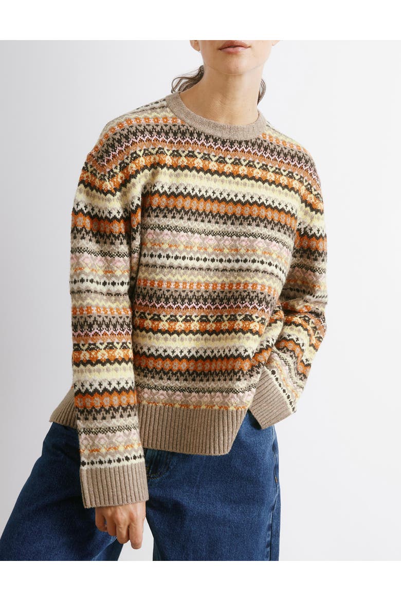 Fair Isle Long Sleeve Crew Neck Sweater, Alternate, color, Neutral