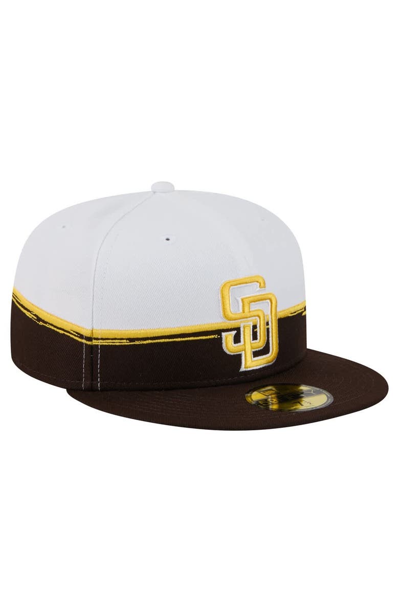 New Era Men's New Era Brown/White San Diego Padres Paint Stroke 59FIFTY Fitted Hat, Alternate, color, Brown