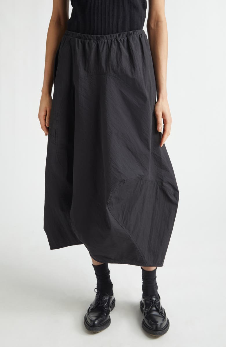 MELITTA BAUMEISTER Wavy Seam Crinkled Cotton & Nylon Midi Skirt, Main, color, 
