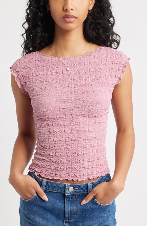 Textured Open Back Knit Top
