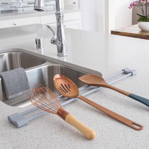 Better Houseware Over The Sink Roll Up Drying Bar In Gray
